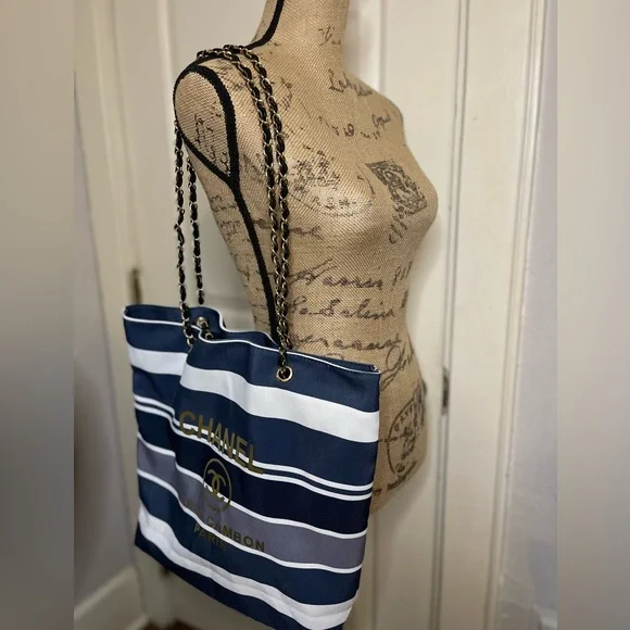 Blue/Gold Canvas Tote Bag - Picture 7 of 7